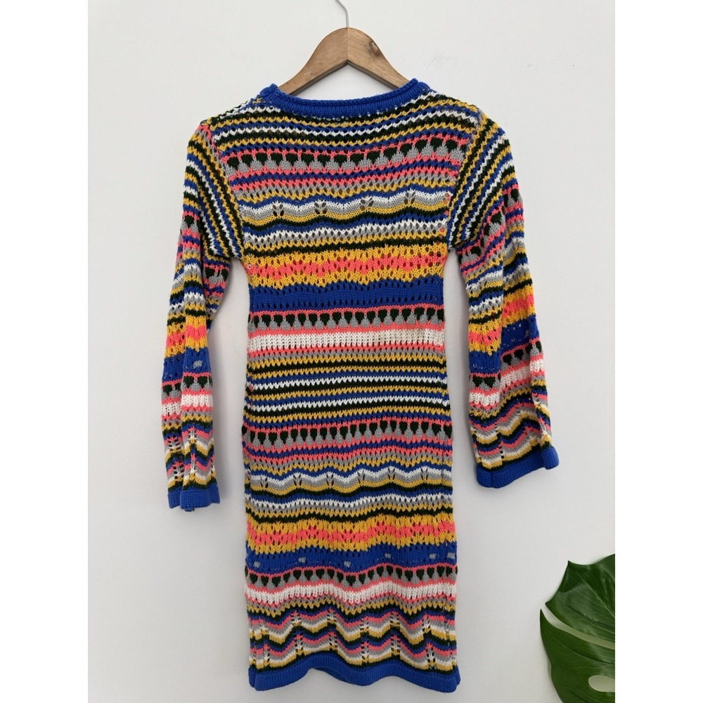 Verge Girl Crochet Rainbow Dress COLORFUL long sleeve Knit EUC size 6 - Picture 7 of 8